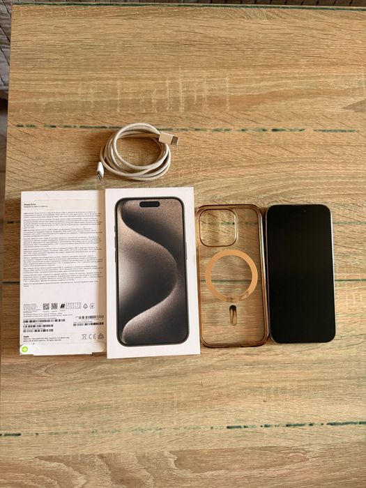 Telefon mobil Apple iPhone 15 Pro, 128GB, 5G, Natural Titanium