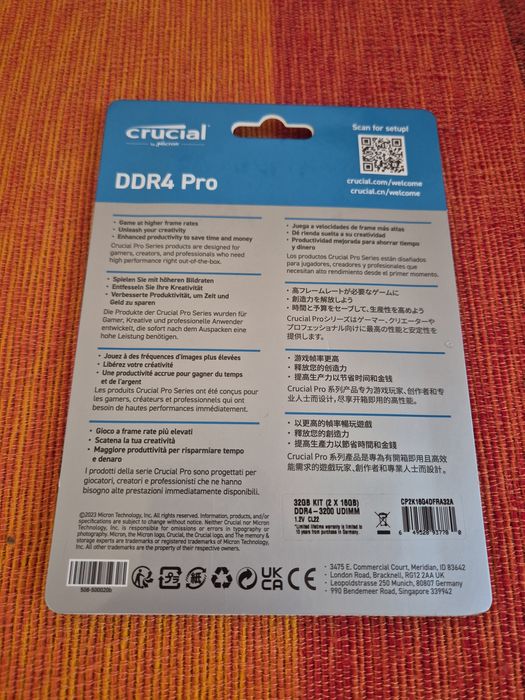 32GB DDR4-3200 Kit sigilat Crucial Pro 2 x 16GB memorie RAM PC