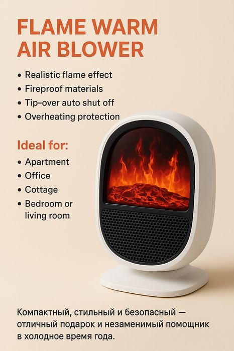 Обогреватель (пушка) с эффектом пламени