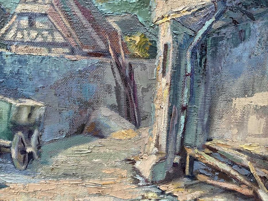 Tablou vechi - strada veche de tara - semnat S. Mutzner