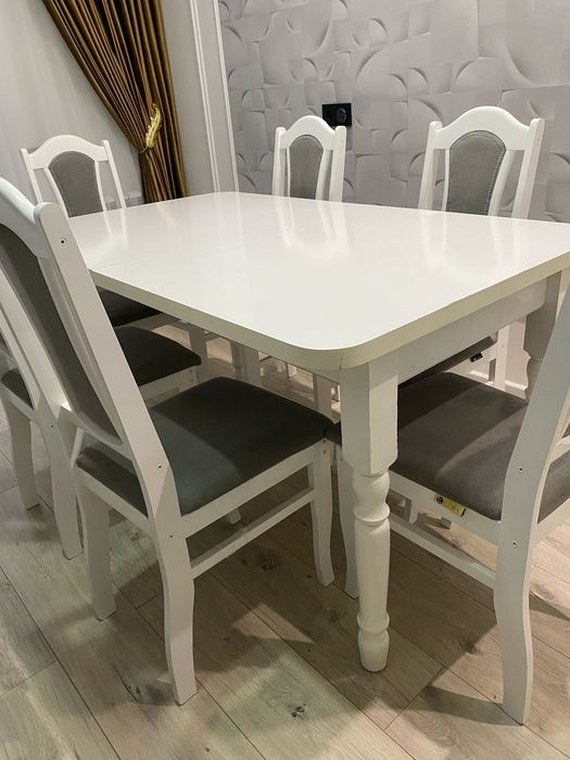 Стол с стульями комплект белый