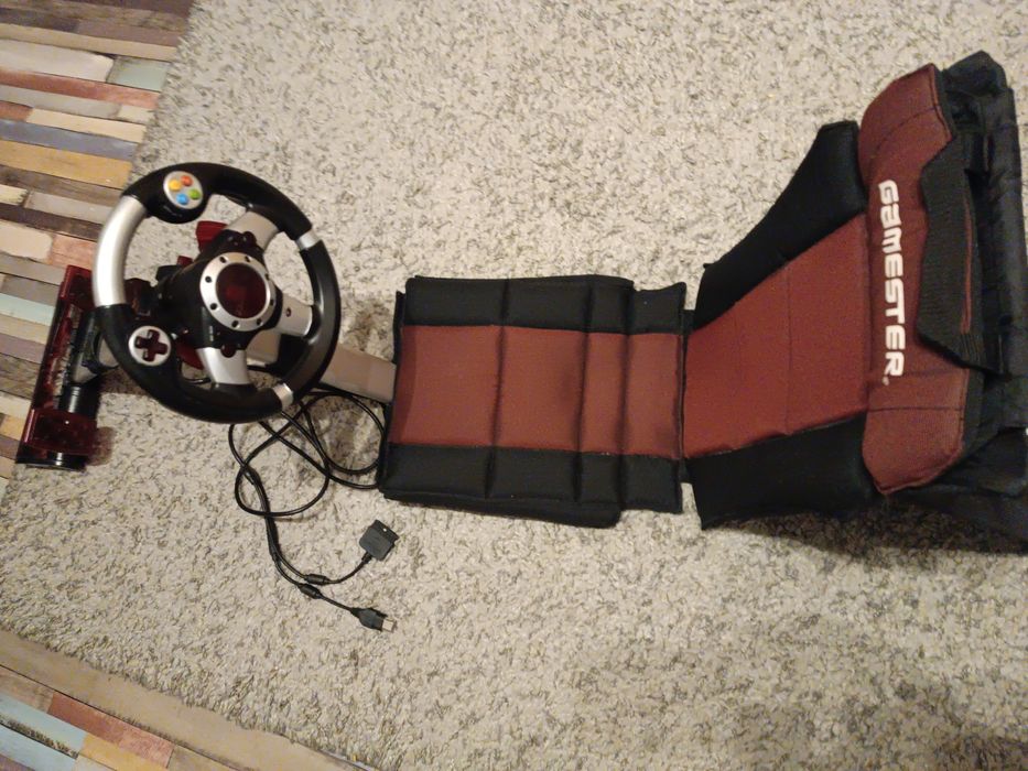 Volan Racing wheel,  pedale, stand  pt PlayStation 2 și Xbox clasic