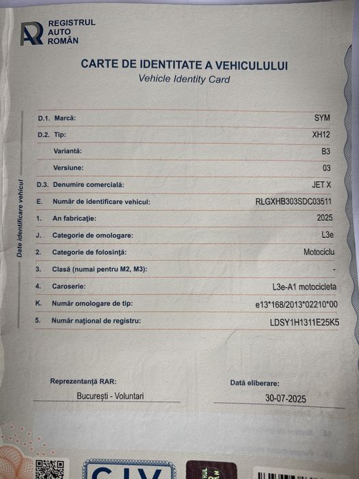Sym Jet X 125 cmc , cat B