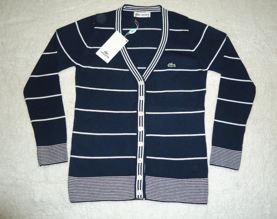 Jacheta dama nasturi cardigan pulover bleumarin dungi albe 100% bumbac