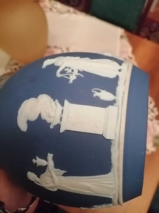 Wedgwood cobalt blue  biscuit barrel EPNS