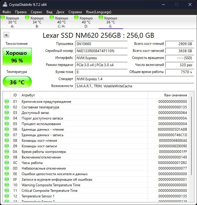 SSD NVMe Lexar NM620 256GB