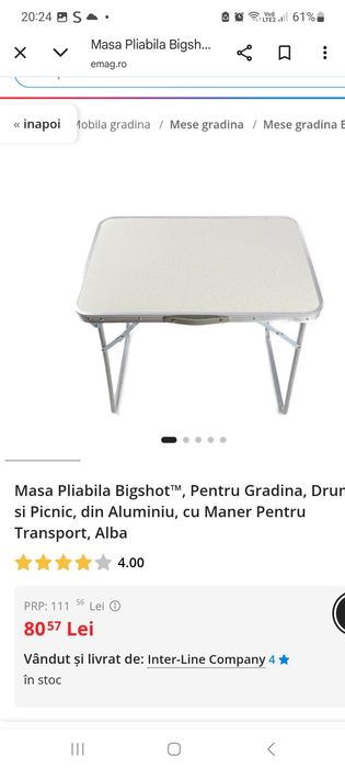 Masa pliabila tip valiza