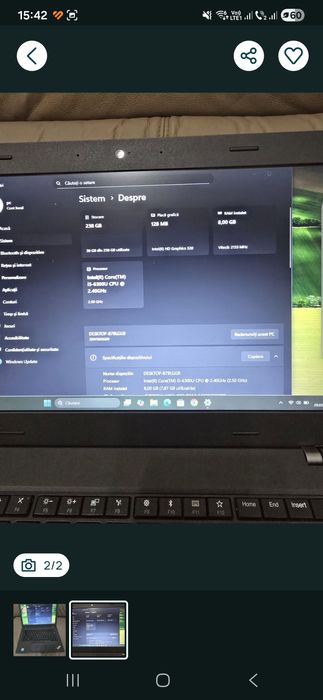 Laptop Lenovo L470, i5-6300, ram 8gb, ssd 256gb, bat 2h