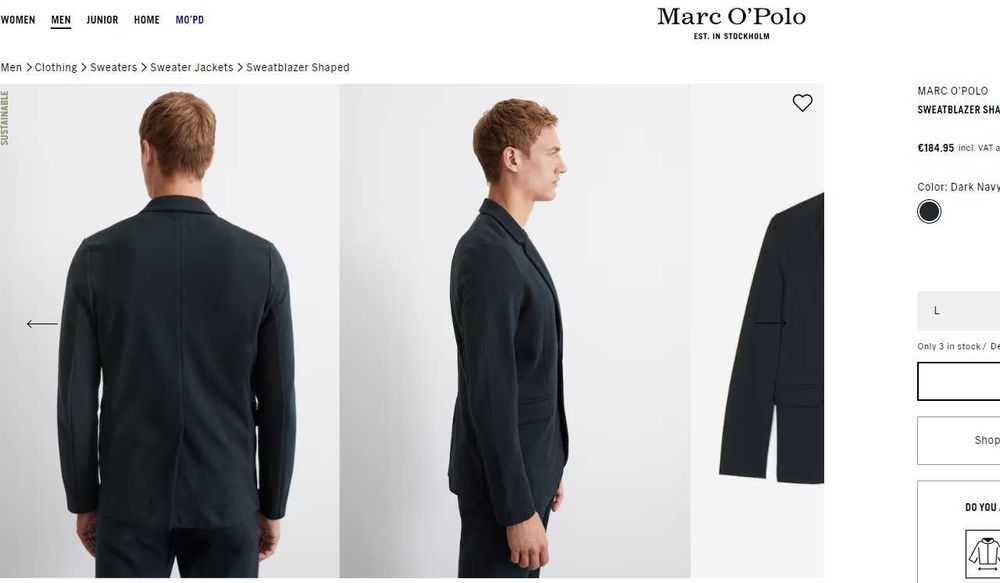 Sacou blazer slim 50 L premium Marc O'Polo lana negru