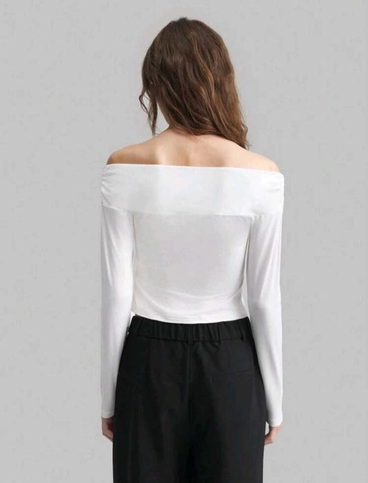 Нова бяла дамска блуза с голи рамене, xs