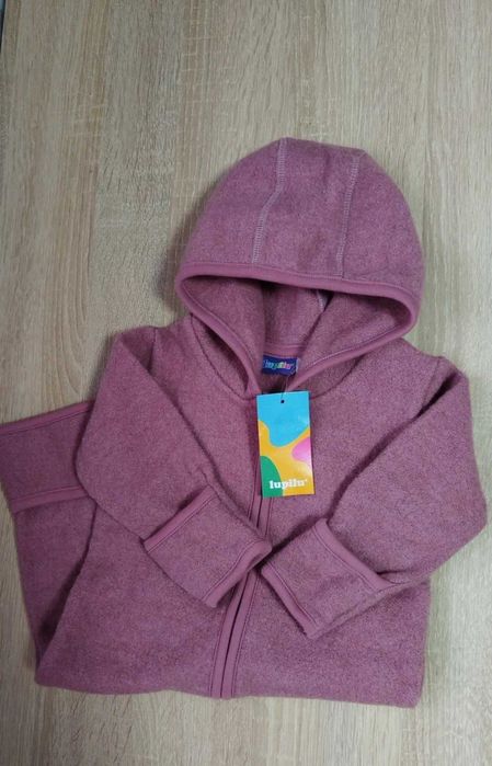 Salopete lana merinos 62/68 bej roz albastru