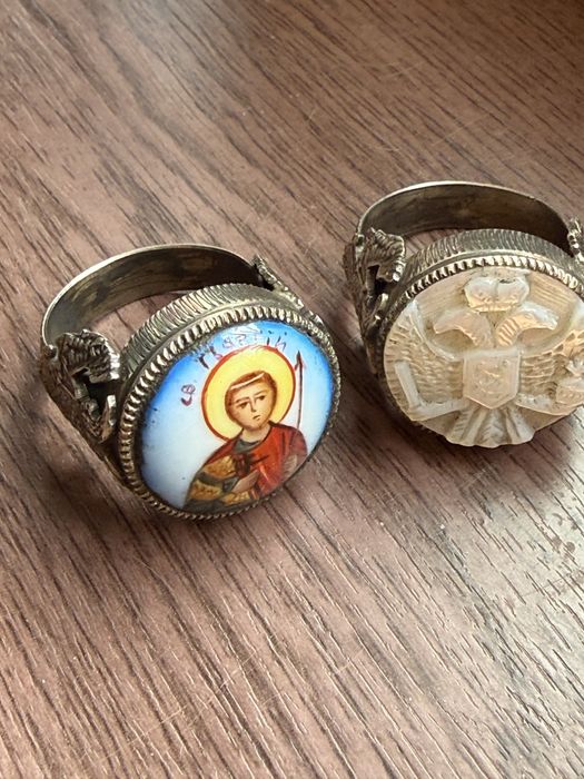 Rusia argint  cu email inel ortodox sigiliu