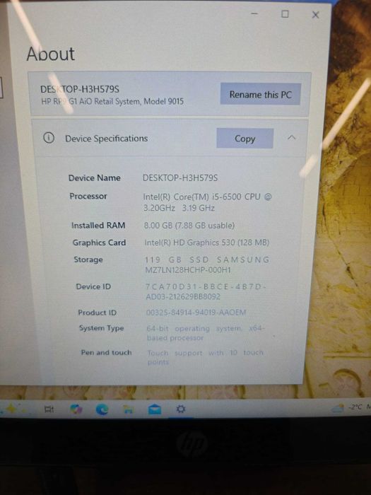 Sistem POS HP RP9 G1 9015, i5-6500, 8GB RAM, 128GB SSD, 15.6 inch