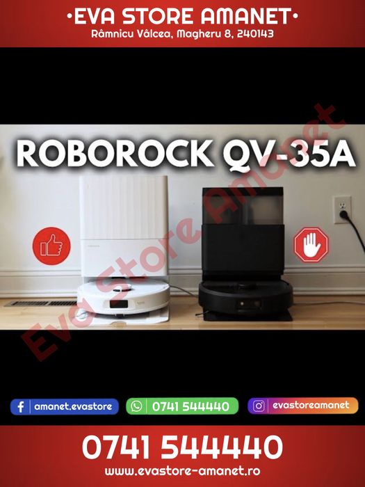Aspirator Robot Roborock QV35A Black cu Statie Multifunctionala 8000Pa HyperForce PreciSense LiDAR