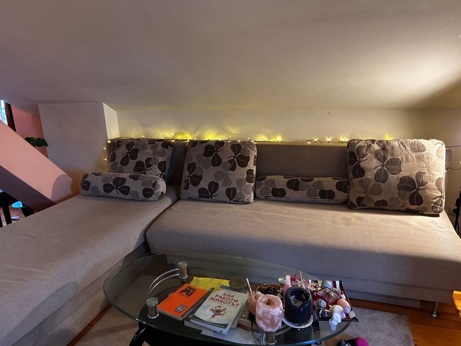 Ъглов диван с ракла и функция сън – ляв/десен, сив