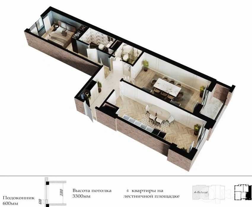 Parkent Avenue 3 комнатная 78м2 коробка, Мирзо Улугбек