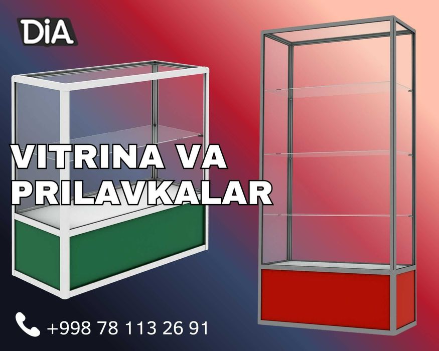 Прилавок витрина, стеклянная, metal oynaly vitrina va prilavkalar