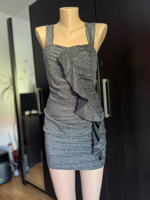 Rochie seara cu sclipici, gri