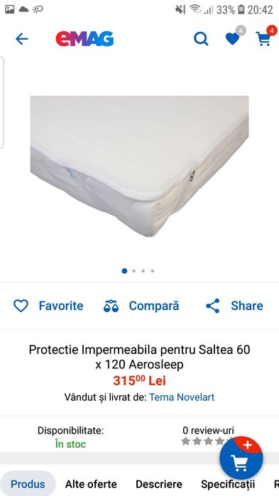 Protecție saltea bebe AeroSleep 120x60cm impermeabila!