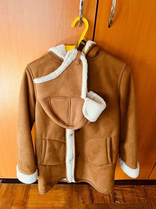 Palton si caciula din blana artificiala, Mango, fete, mar.140