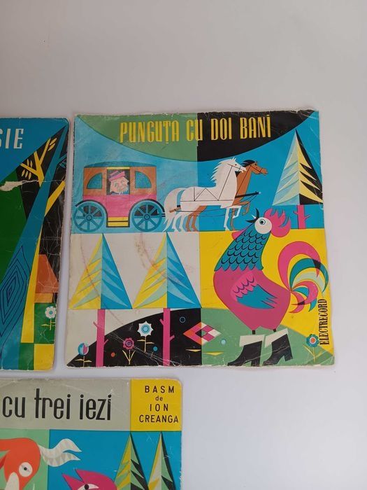 Disc Vinil ,Punguța cu doi bani, Scufita rosie, Capra cu trei iezi,placa pik-up,placi