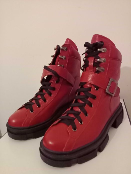 Ghete Luca di Gioia piele naturala, rosii