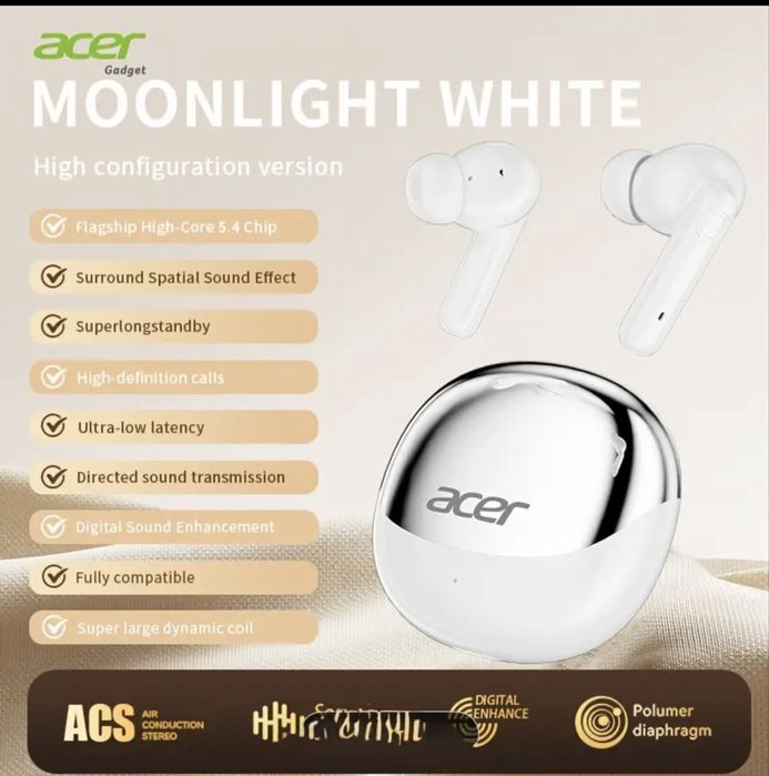 Слушалки Acer-черен и бял цвят