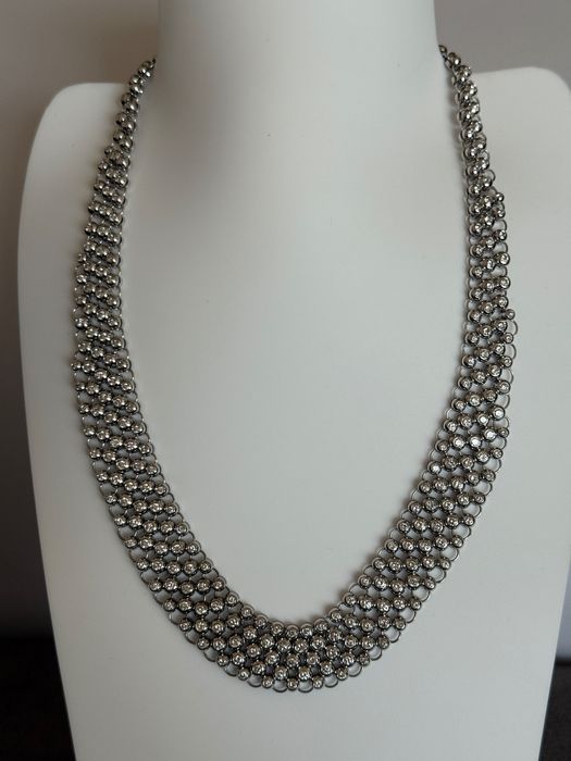 Прекрасно Италианско 18К Златно Колие 96г с 15К Диаманти; Топ Цена!