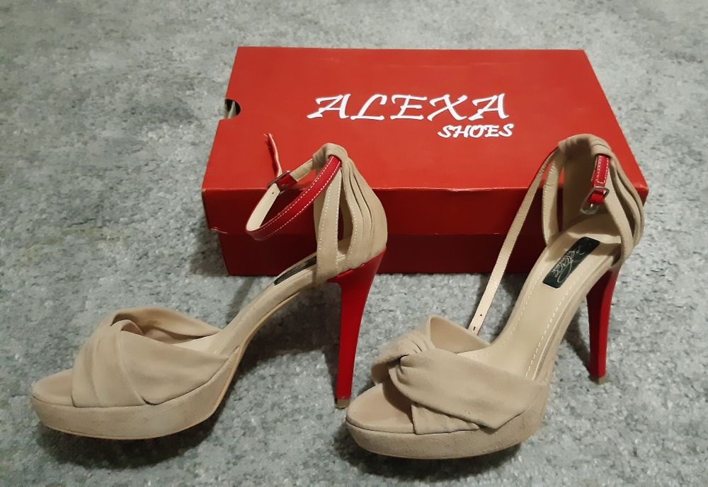 Pantofi piele întoarsă crem, mărimea 34