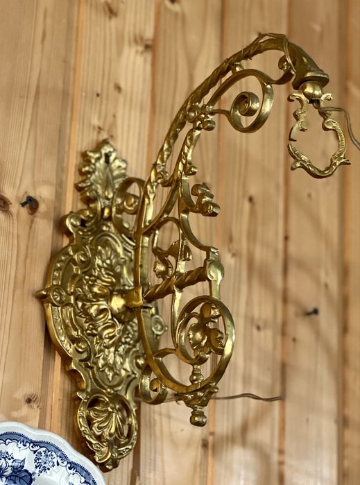 Aplică vintage din alamă aurie cu sticlă model clasic