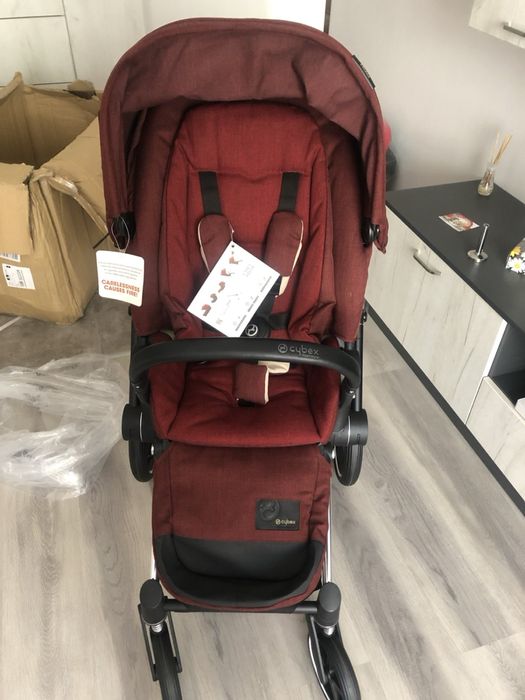 Луксозна количка Cybex Priam Lux Platinum 3в1 + База (Hot n Spicy Red)