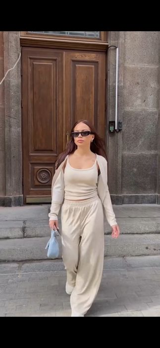 Тройка на осень топ кардиган брюки