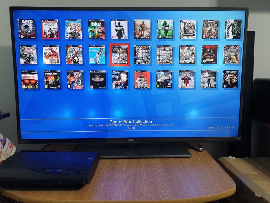 PS3 modat HEN 250 GB + 30 jocuri (GTA V, Red Dead, God of War, NFS)