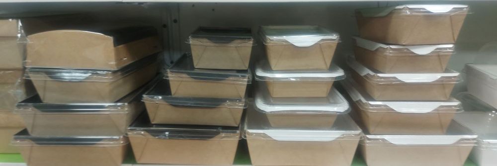 Одноразовые коробка  посуда крафт (онлине)