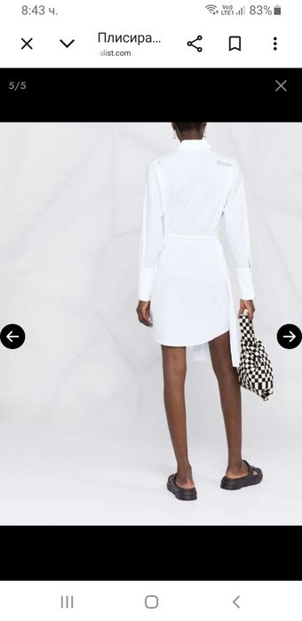 Off White Cotton Dress Italy  36 / S НОВО! ОРИГИНАЛ! Дамска  Рокля