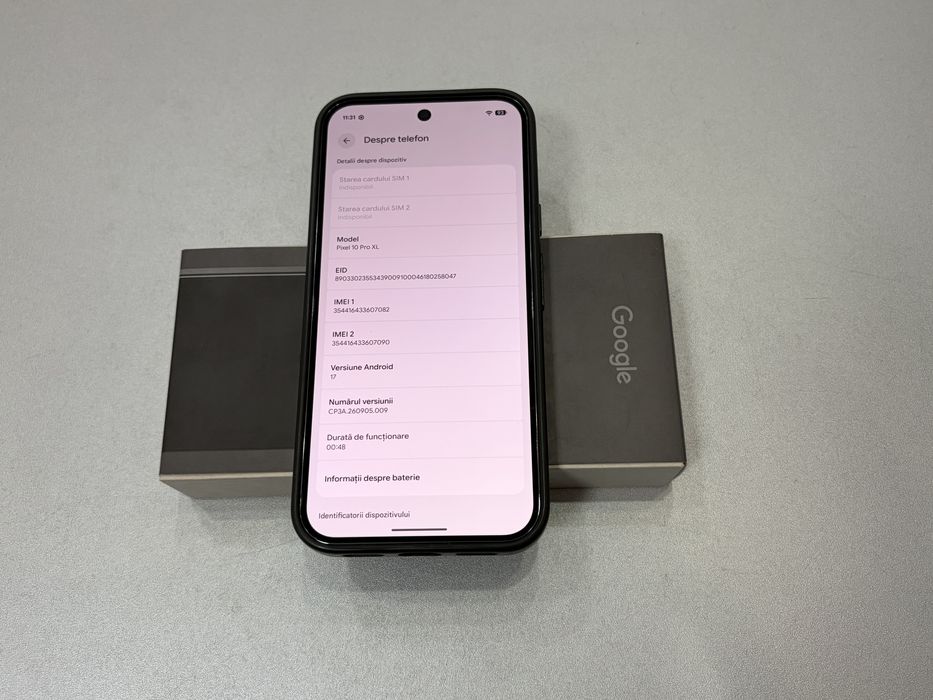 Google Pixel 10 Pro XL, 256 gb, 16 gb ram, 5G, Obsidian, la cutie