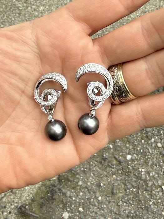 Cercei Aur 18k cu Diamante si perla - model unicat - ca noi