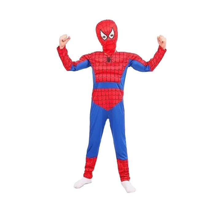 Set costum Ultimate Spiderman copii, 110-120 cm si manusa cu ventuze