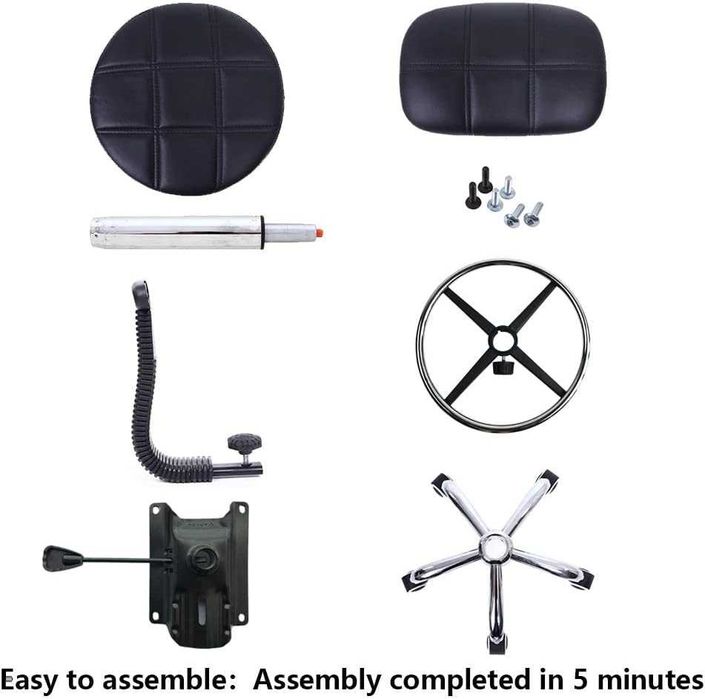 Scaun rotund rotativ din piele PU cu suport pentru picioare reglabil