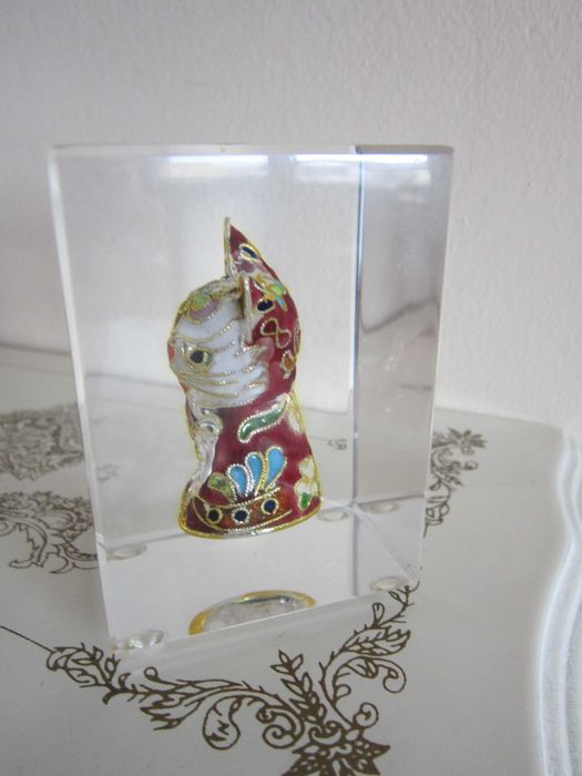 cadou deosebit rar Japonia 1990 Kutani Lucky Cat  handmade Paperweight
