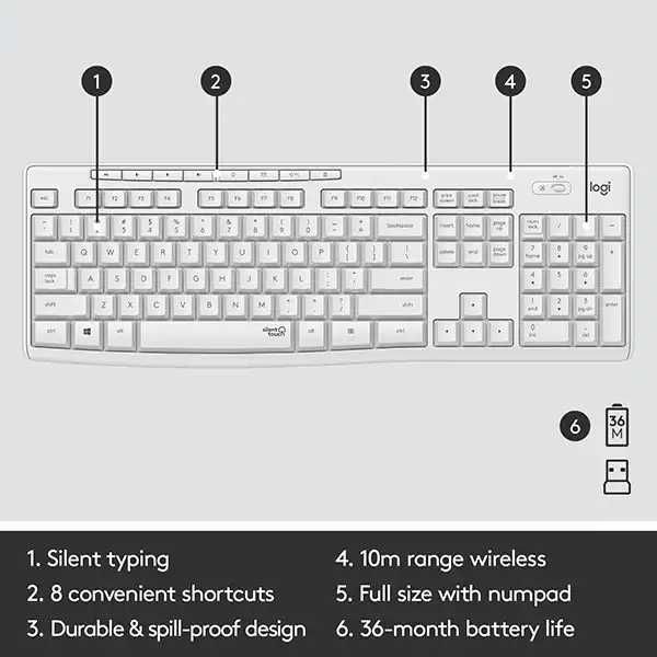 Kit Mouse si Tastatura wireless Logitech MK295 silent cod 920-009824 culoare alb garantie nou Sigilat