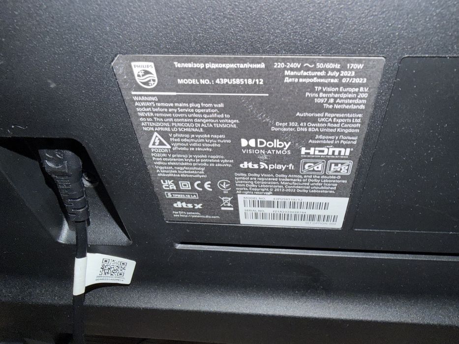 Vand TV Smart Philips display spart