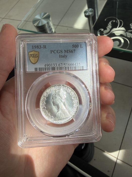 Сребърна Монета 500 лири Италия 1983 (МС67)