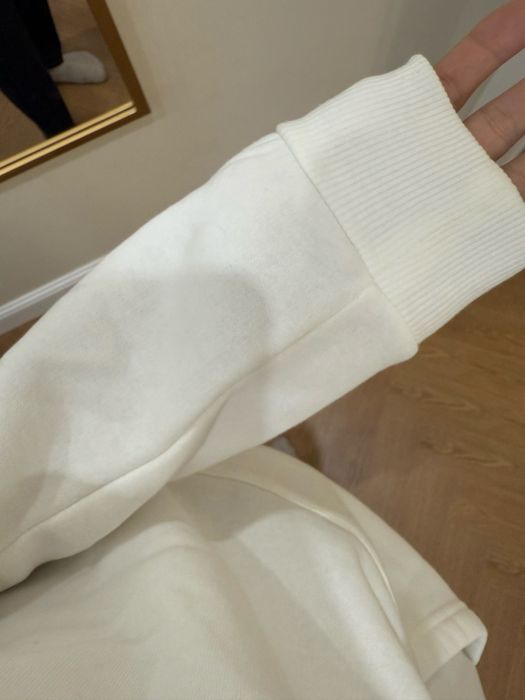 Белый худи на флисе