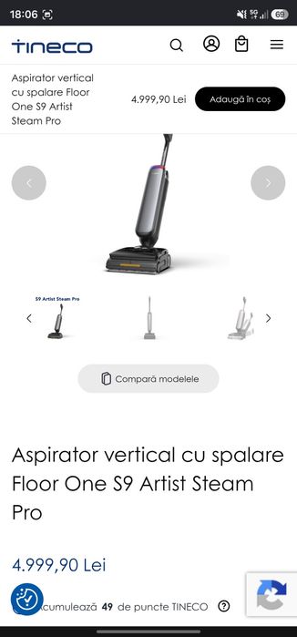Aspirator vertical cu spalare TINECO Floor One S9 Artist Steam Pro