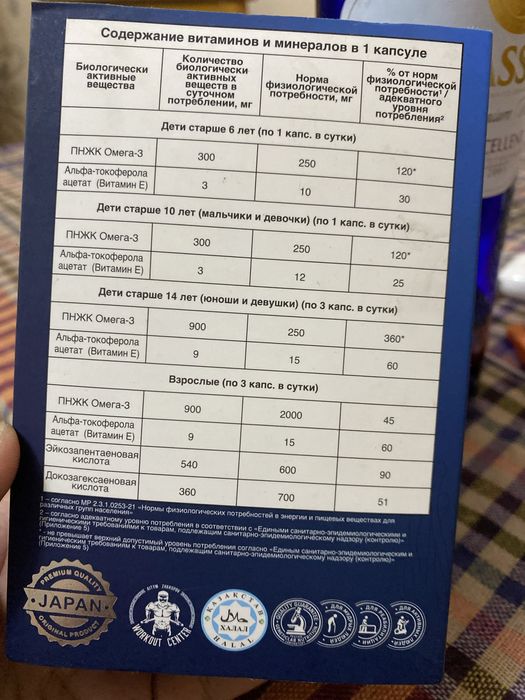 Витамин Жанамен омега 3.