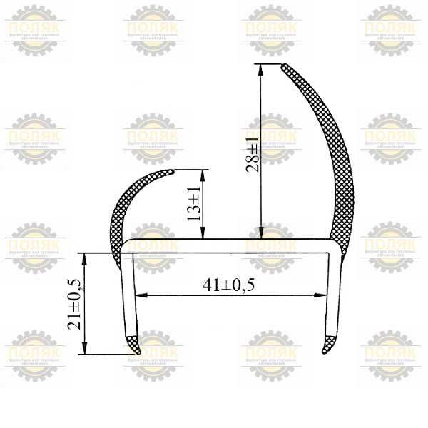Уплотнитель для ворот 40мм Резинопластиковый