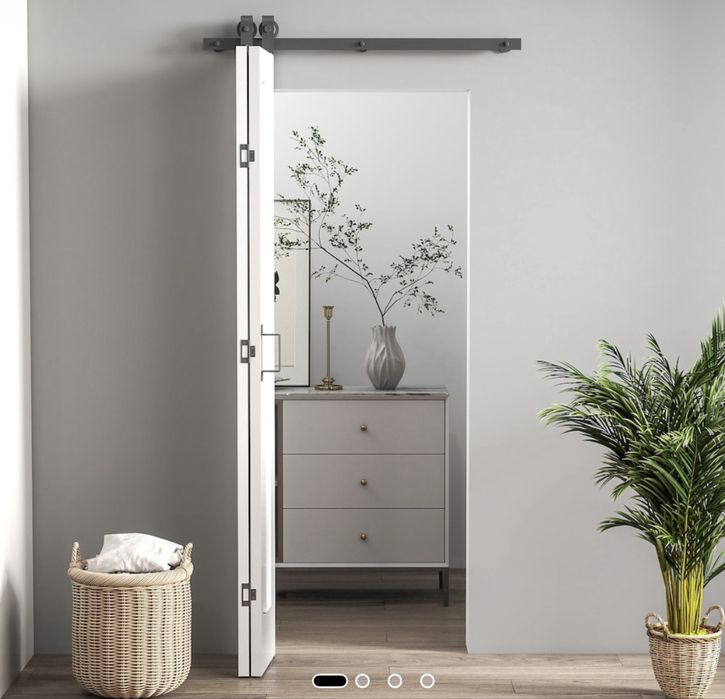 Ușă glisantă pliabilă HOMCOM, MDF, alb, 70x3.5x210 cm, set complet