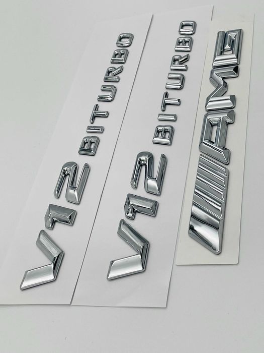 Set embleme compatibile Mercedes V12 biturbo AMG crom