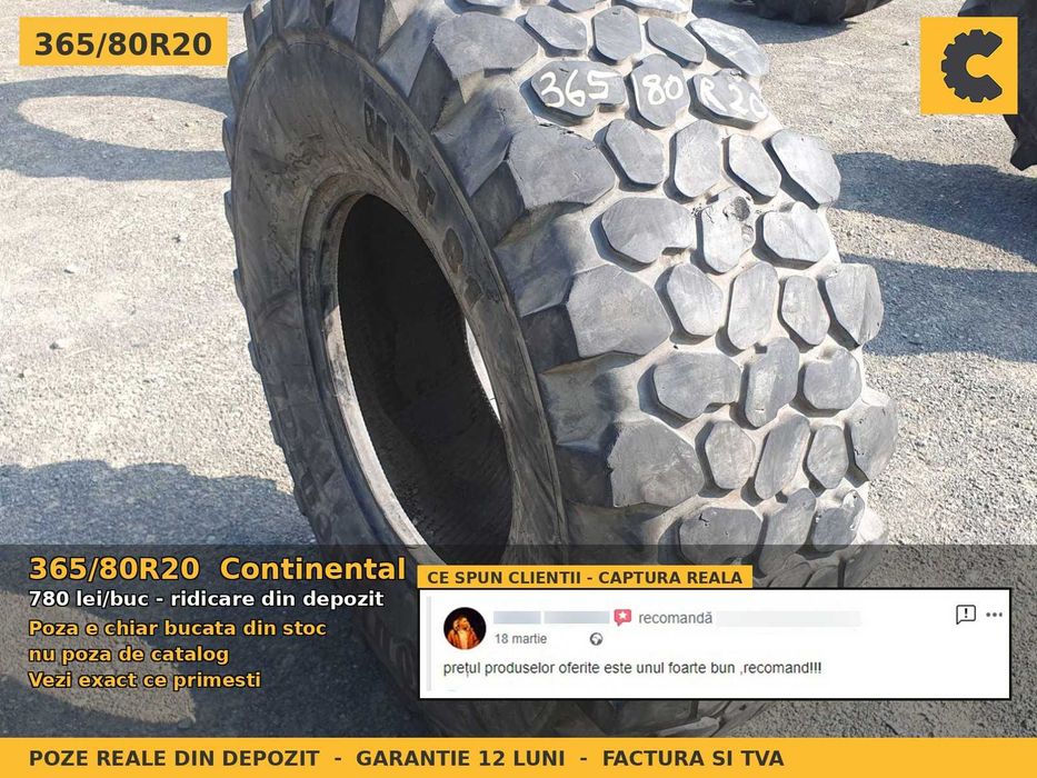 Anvelope Cauciucuri 365/80R20 365 80 R20 3658020 365 80R20 14.5R20 Continental Tractor Utilaje Agricole Radial SH Second Hand GARANTIE Garantie 1 An